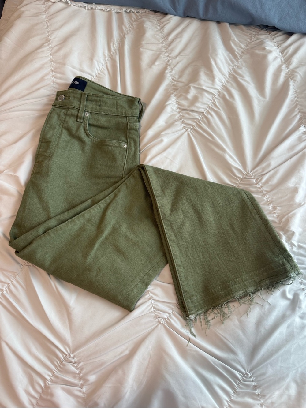 Veronica Beard Carson Ankle Flare Olive Green Bootcut Jeans